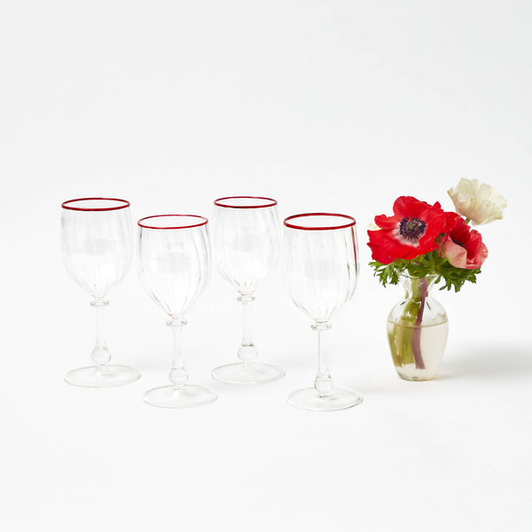 Red Rim Wine Glasses (Set of 4)