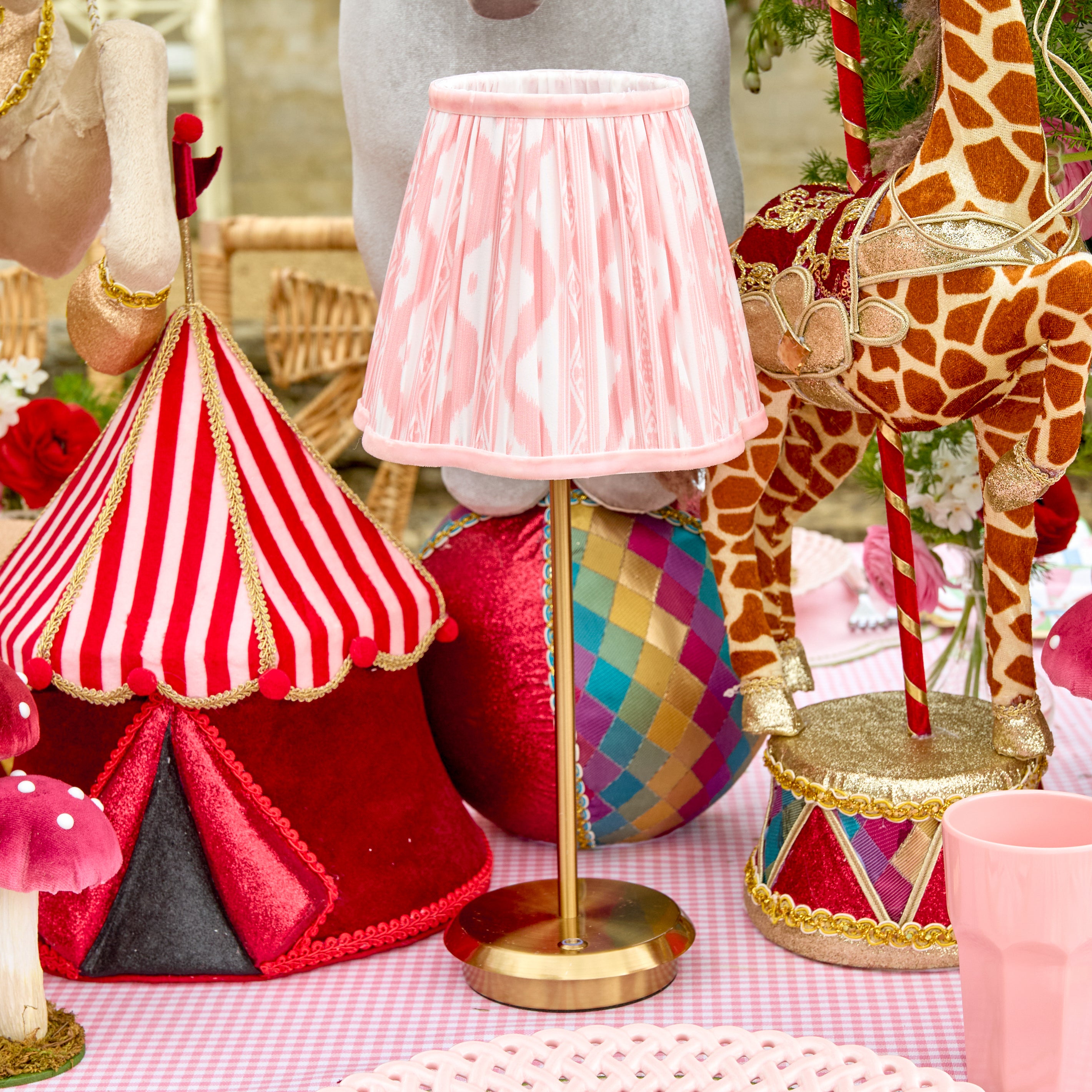 Pink Ikat Lampshade (18cm)