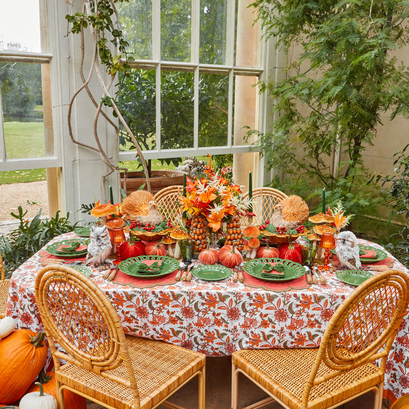 Fleur Orange & Green Placemats & Napkins (Set of 4)
