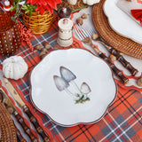 Coordinated set of 16 plates, featuring charming scalloped mushroom designs.