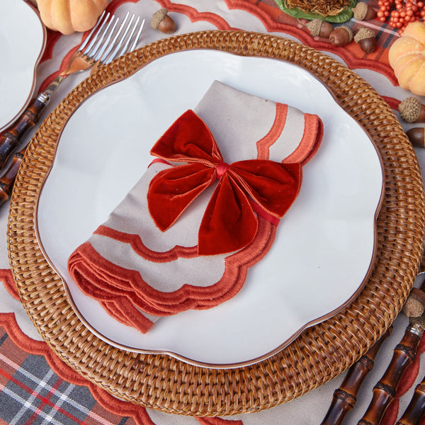 Elevate your dining experience with the warmth of Burnt Orange Napkin Bows in a set of 4.