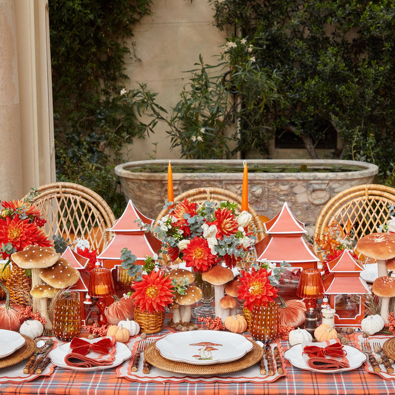 Create a cohesive and stylish table arrangement with this extended set of 11 Amber Speckle Water Glasses.