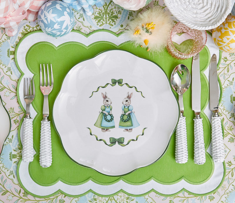 Blue & Pink Cottontail Bunny Dinner & Starter Plates (Set of 8)