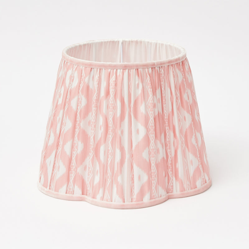 Rattan Bardot Lamp with Pink Ikat Lampshade (30cm)