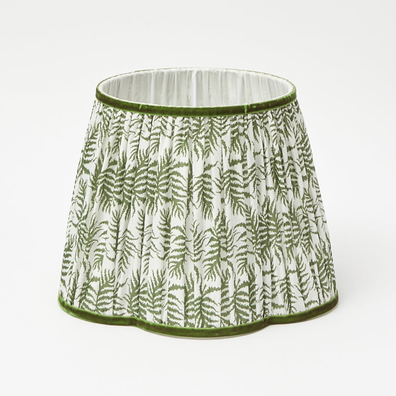 Olive Green Fern Scalloped Lampshade (30cm)