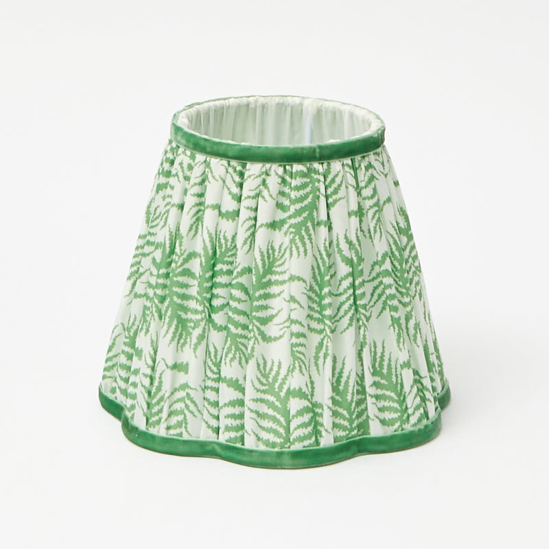 Tall Rechargeable Lamp with Green Fern Lampshade