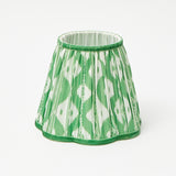 Rattan Bardot Rechargeable Lamp with Green Ikat Lampshade (15cm)