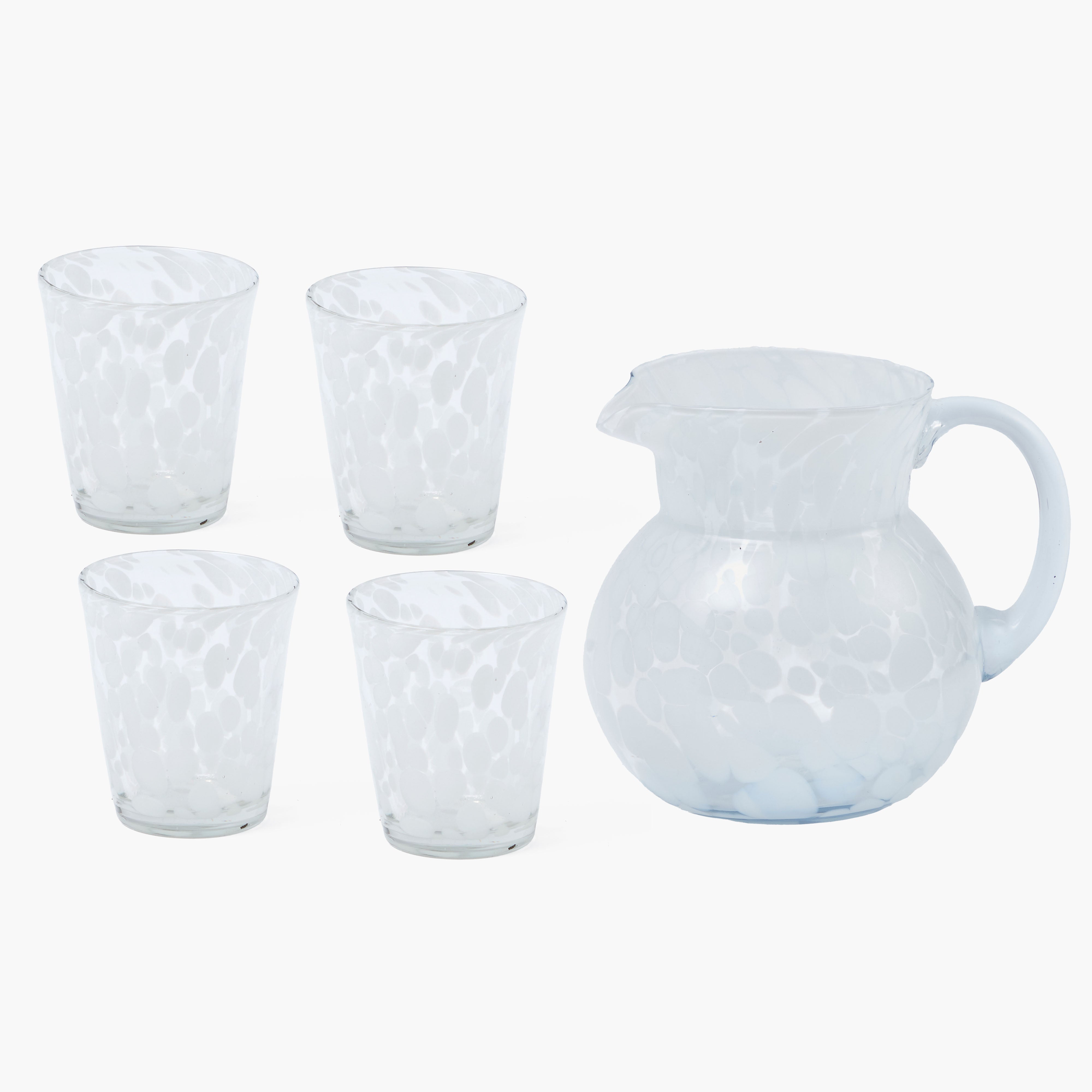 Dappled White Glasses & Jug Set