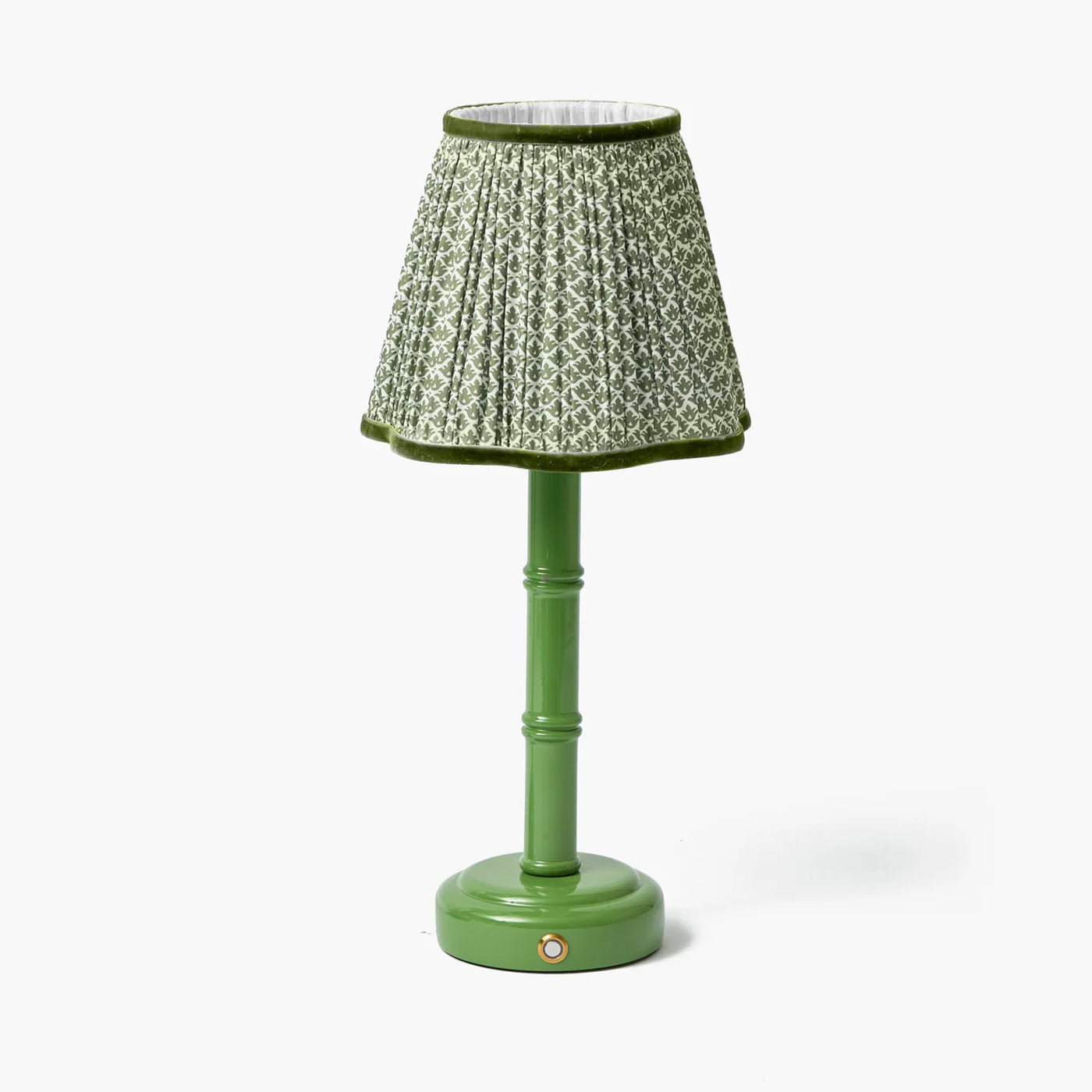 Green Leonora Lacquer Rechargeable Lamp with Olive Lotus Shade (18cm)