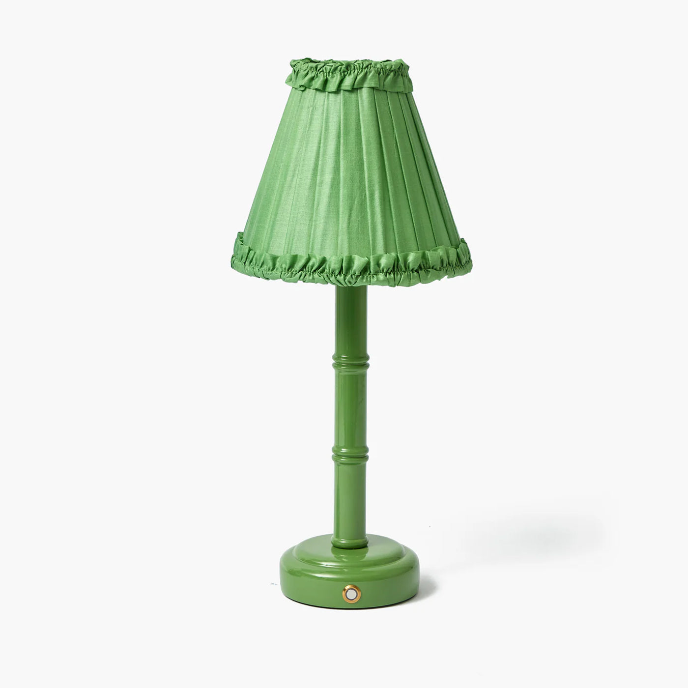 Green Leonora Lacquer Rechargeable Lamp with Green Frilled Silk Shade (18cm)