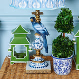 Blue Parrot Lamp with Blue Ikat Shade (30cm)
