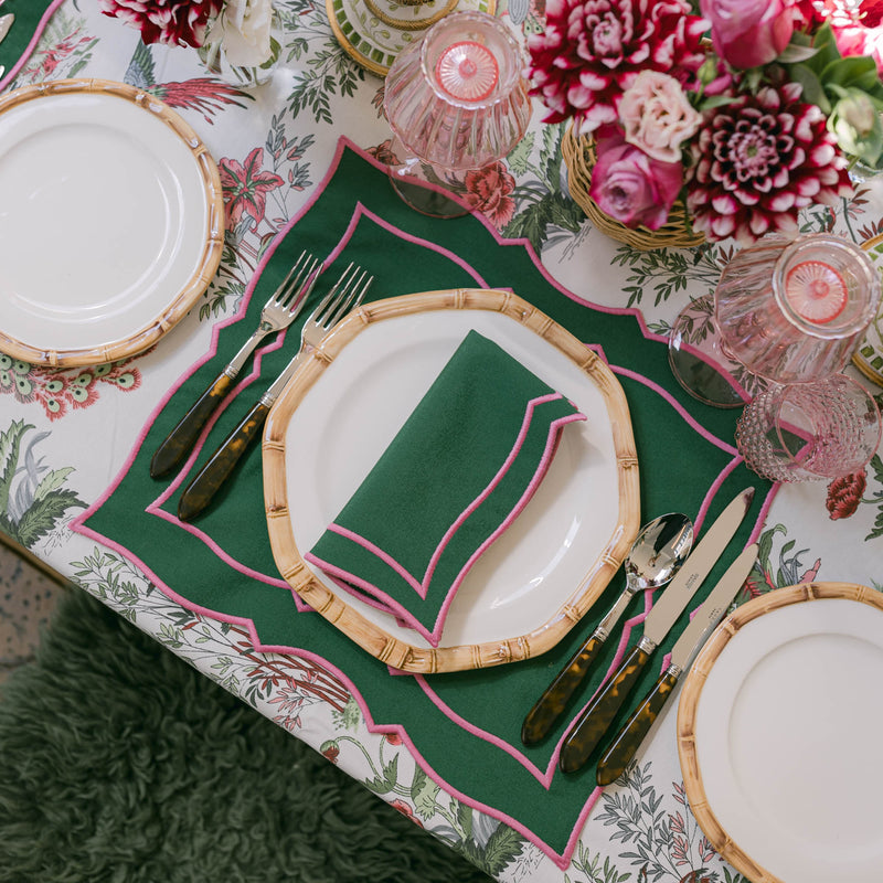 Mary Green & Pink Placemats & Napkins (Set of 4)