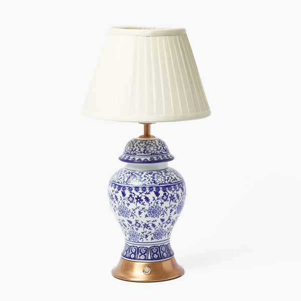 Chinoiserie Rechargeable Lamp & Cream Shade (22cm)