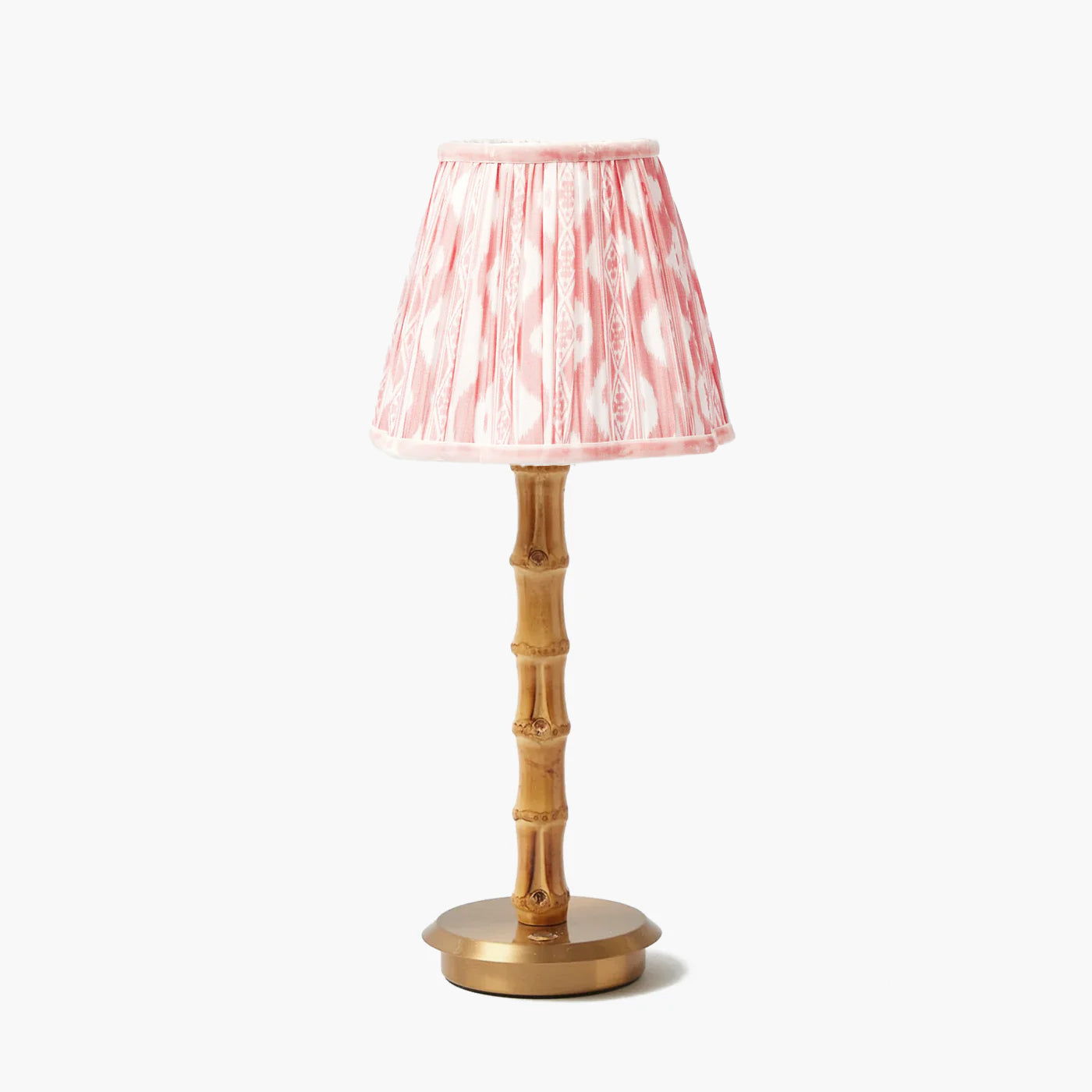 Rechargeable Bamboo Lamp & Pink Ikat Shade (18cm)