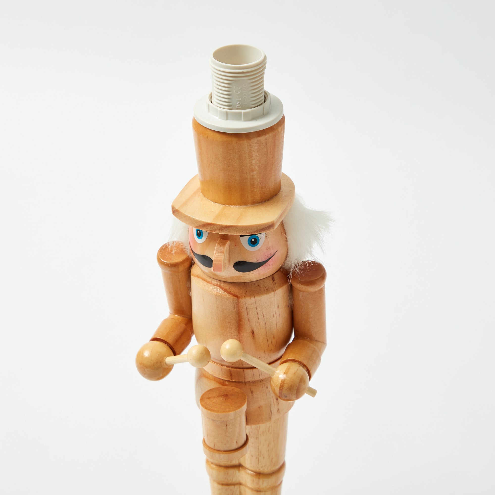 Pair of Nutcracker Rechargeable Lamps with Olive Ikat Shades (18cm)