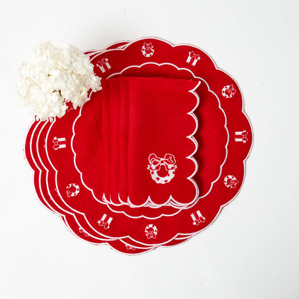 Elevate your dining experience with these exquisite placemats and napkins, designed for special occasions and holiday feasts.