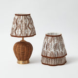 Rattan Ursula Rechargeable Lamp with Chocolate Lampshade (18cm)