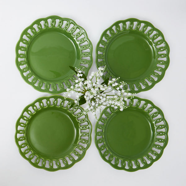 Green Lace Dinner Plates (Set of 4)