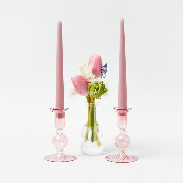 Small Eden Pink Candle Holder (Pair)