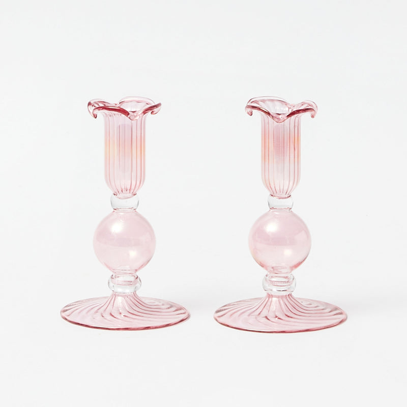 Small Eden Pink Candle Holder (Pair)