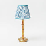 Rechargeable Bamboo Lamp with Soft Blue Scalloped Lampshade (18cm)