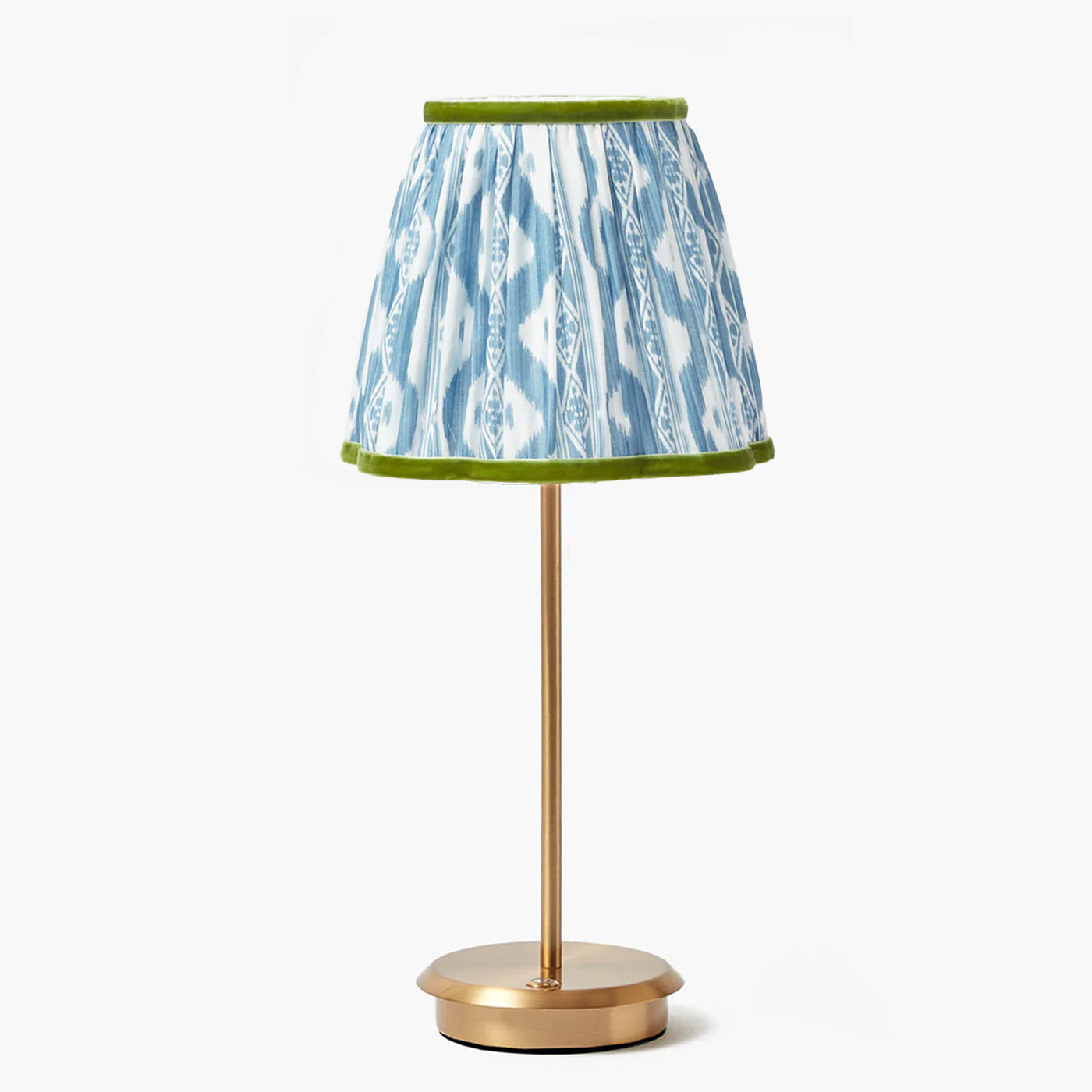 Tall Rechargeable Lamp with Blue & Green Ikat Shade (18cm)