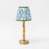 Rechargeable Bamboo Lamp with Soft Blue Scalloped Lampshade (18cm)