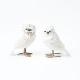Snowy Owl Pair: Whimsical woodland duo.