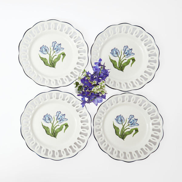 Elevate your dining experience with the White Lace Botanical Dinner Plates Set of 4, a sophisticated collection that adds a touch of timeless charm to your table.