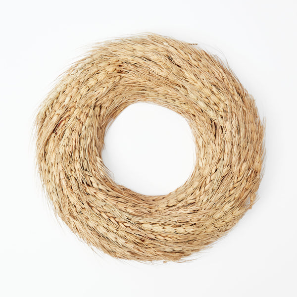 Medium-sized decorative wreath woven with golden wheat.