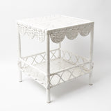 White Rattan Outdoor Side Table
