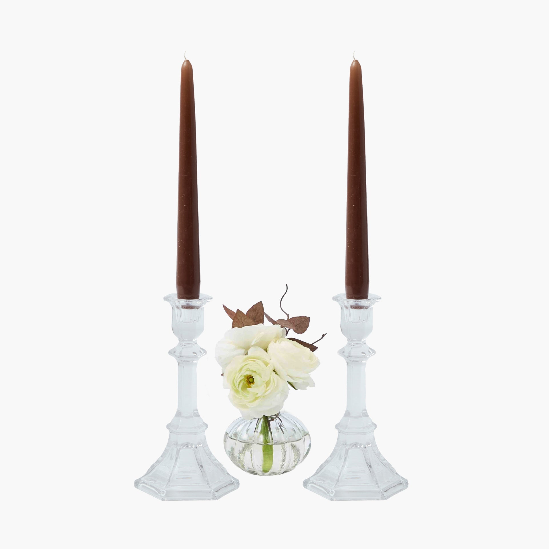 Small Glass Column Candle Holders (Pair)