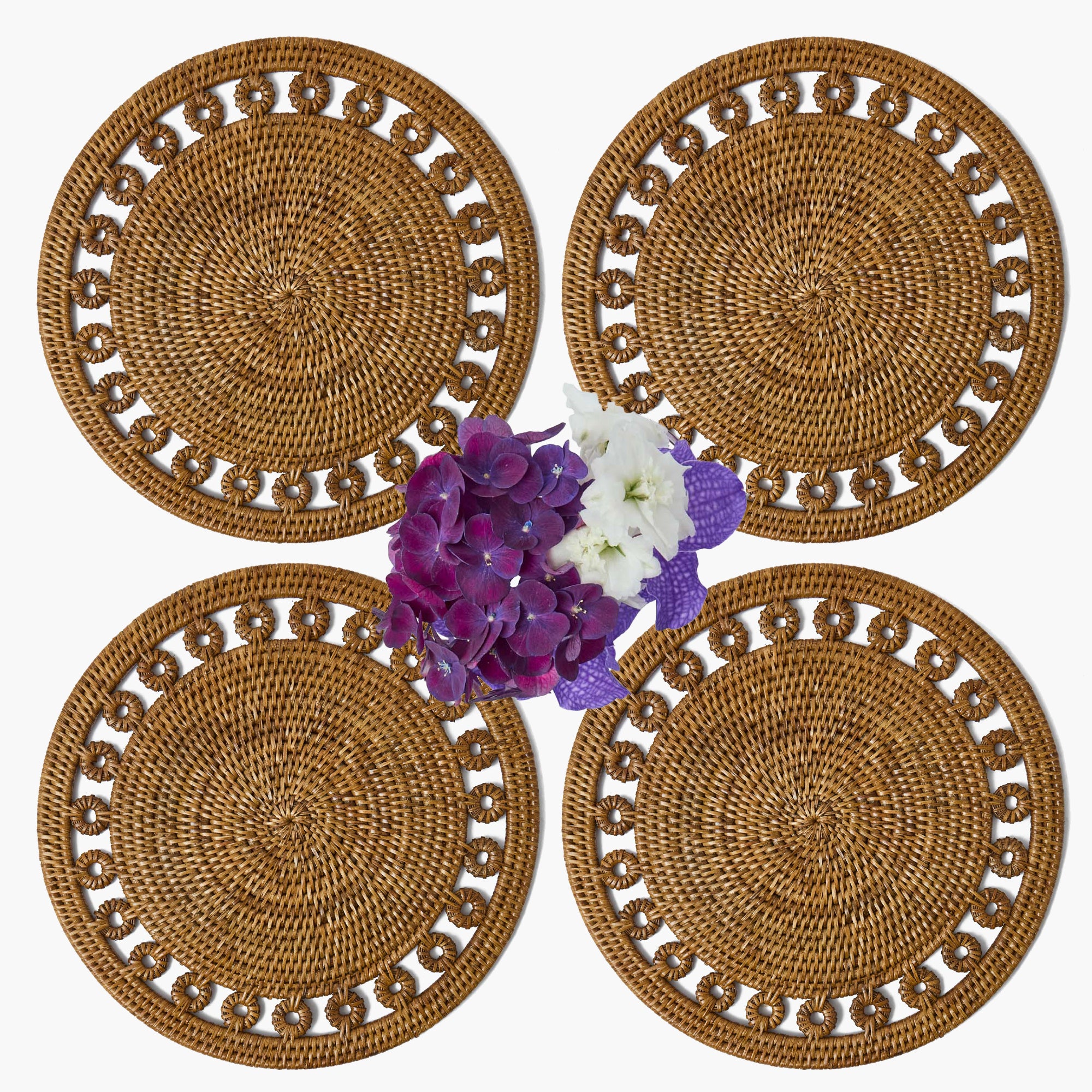 Elodie Round Rattan Placemats (Set of 4)