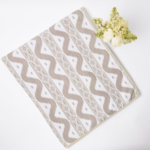 Elegant Putty Ikat Tablecloth for sophisticated table settings.