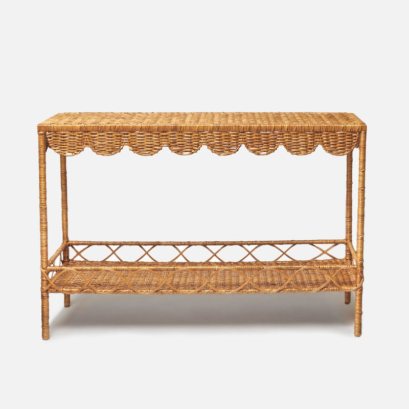 Madeleine Rattan Scalloped Console Table– Mrs. Alice