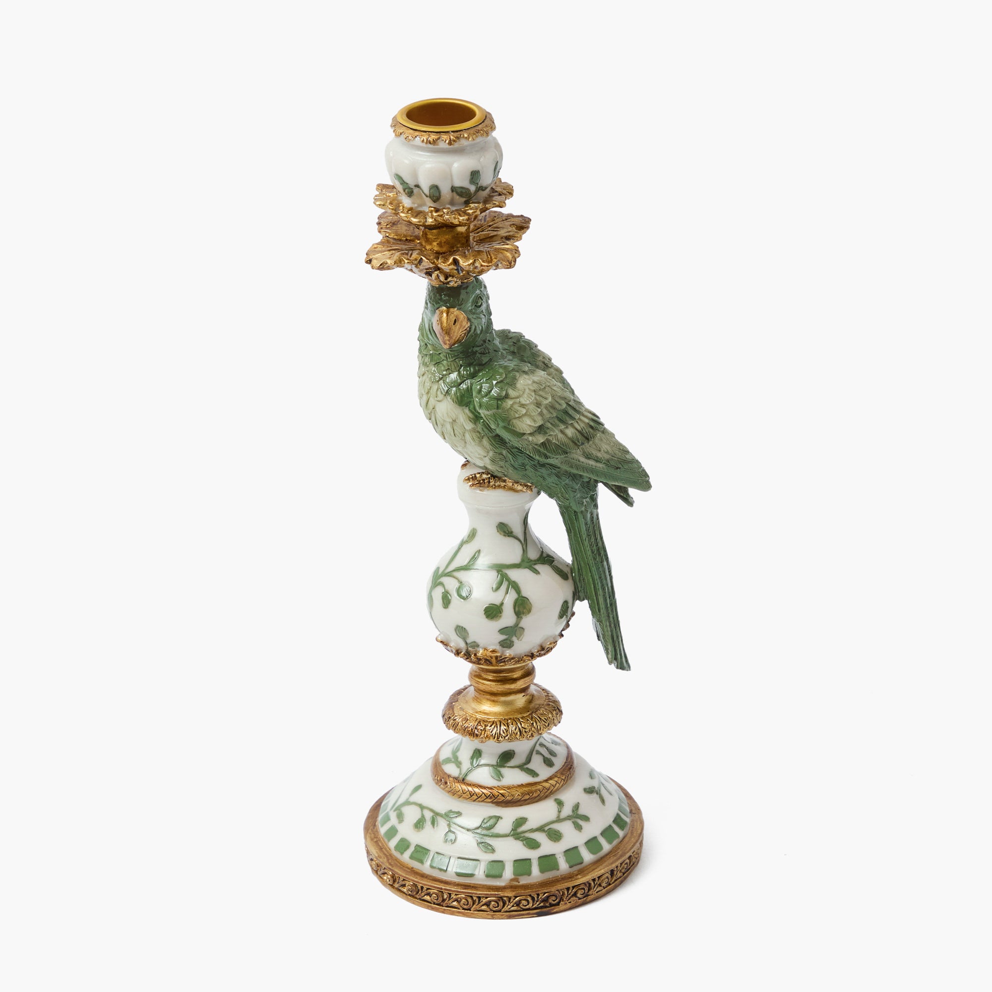 Small Olive Parrot Candle Holder (Pair)
