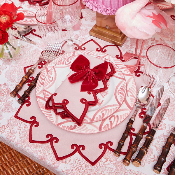 Angelina Pink & Red Placemats & Napkins (Set of 4)