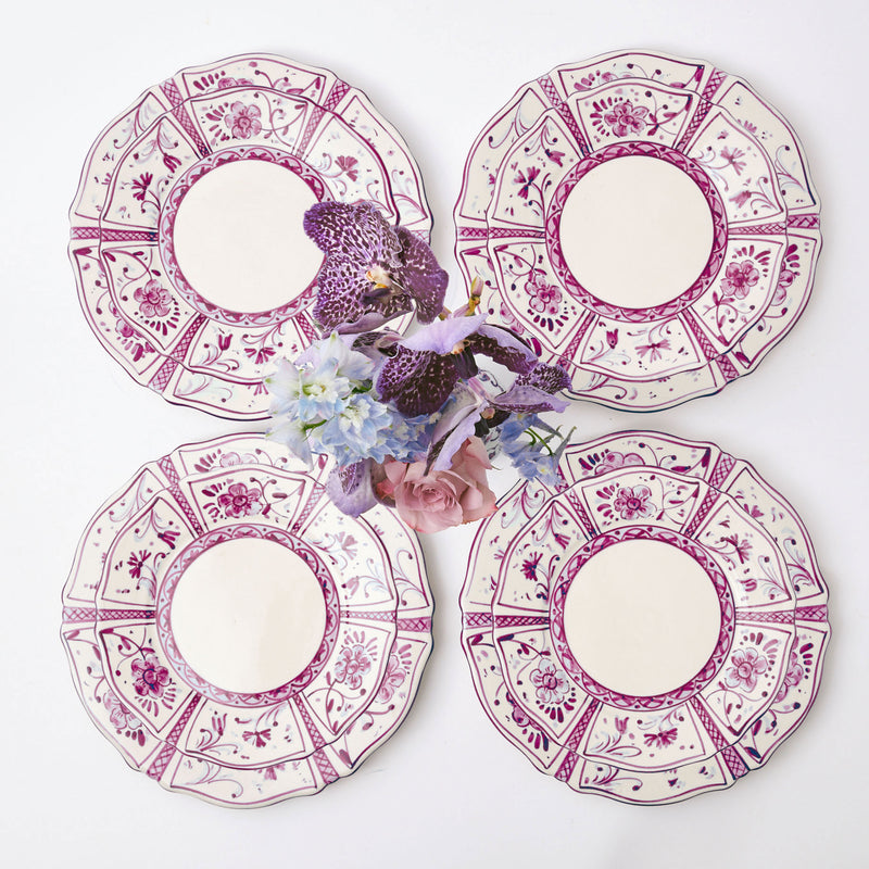 Purple Cadíz Hand Painted Dinner & Starter Plates (Set of 8)