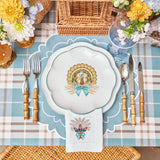 Create an inviting autumnal tableau with the Scalloped Turkey Plates Ensemble.