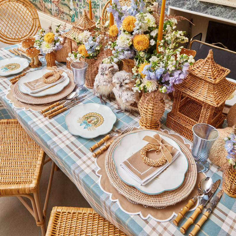 Sophisticated Scalloped Turkey Dinner & Starter Plates for seasonal gatherings.
