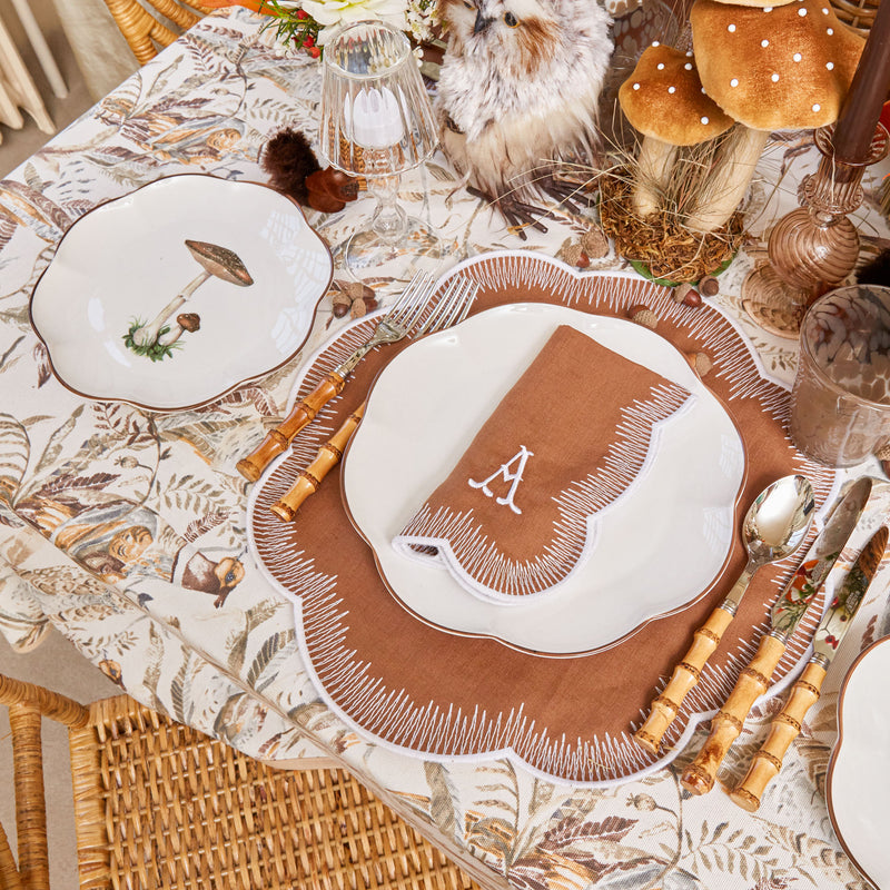 Crafted for both beauty and functionality, these brown Scalloped Mushroom Starter Plates are a delightful addition to your tableware collection (Set of 24).