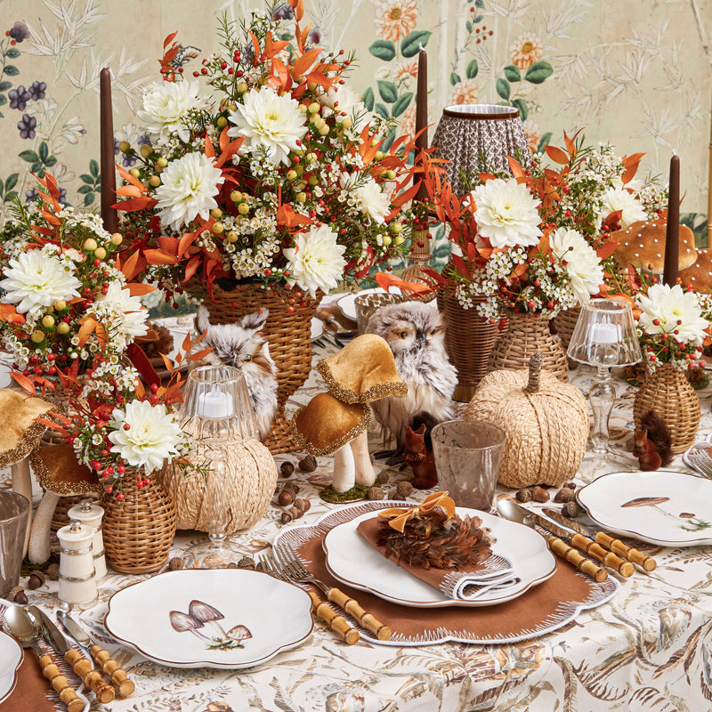 Bring fall indoors with the Raffia Pumpkin Family.