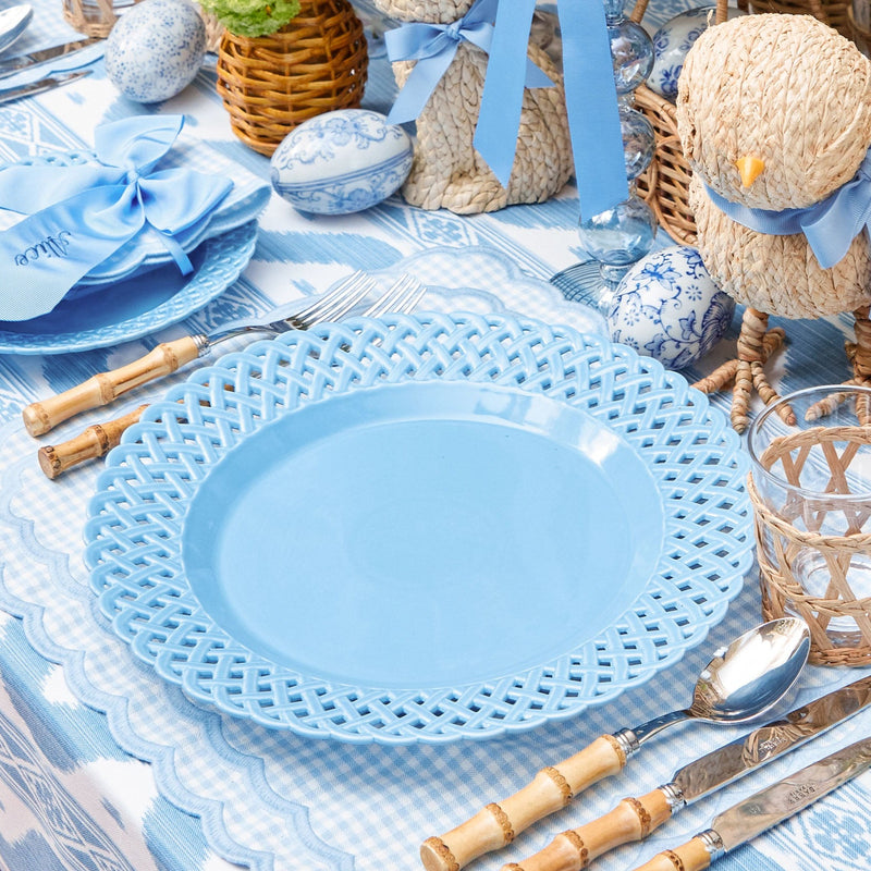Blue Basketweave Dinner & Starter Plates (Set of 8)