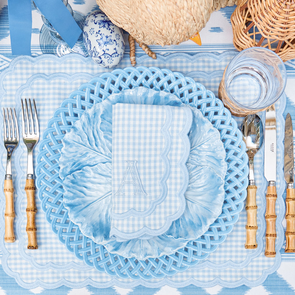 Isla Blue Gingham Placemats & Napkins (Set of 4) Mrs. Alice