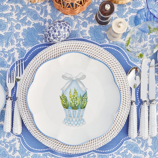 Scalloped Blue Easter Dinner Plate