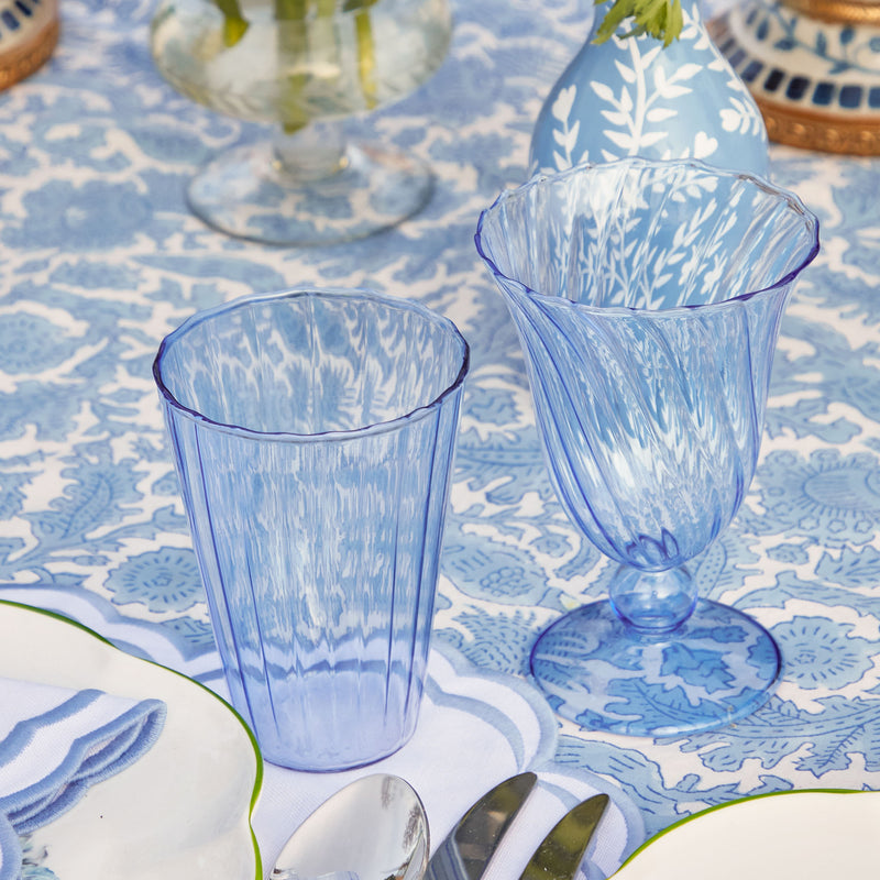 Blue Fluted Glassware (Set of 8)