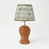 Rattan Blanche Lamp with Olive Fern Lampshade (30cm)