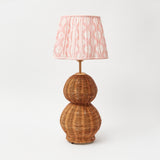 Rattan Bardot Lamp with Pink Ikat Lampshade (30cm)