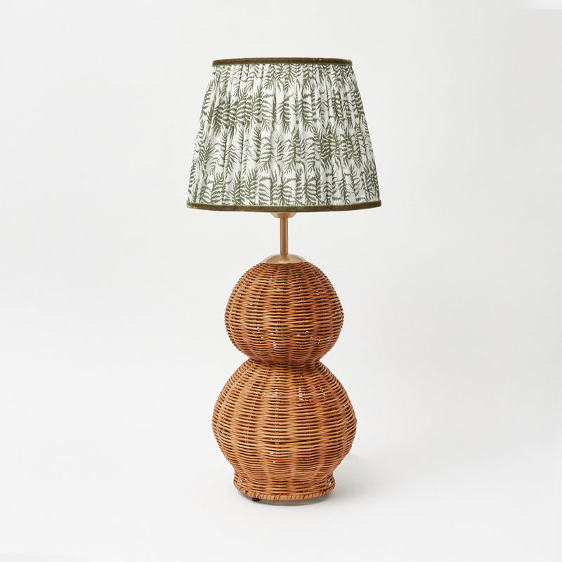 Rattan Bardot Lamp with Olive Fern Lampshade (30cm)