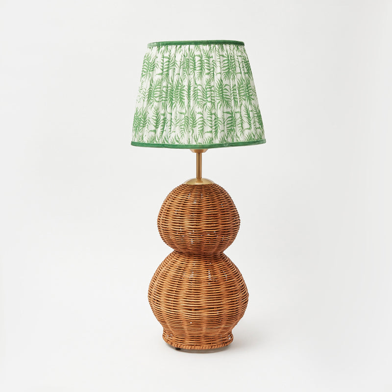Rattan Bardot Lamp with Green Fern Lampshade (30cm)